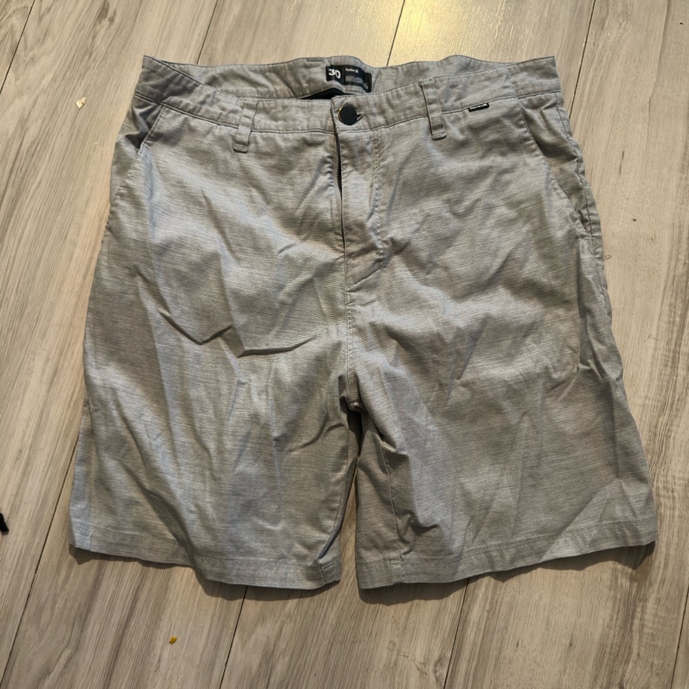 Hurley Gray Flat Front Shorts Casual Style